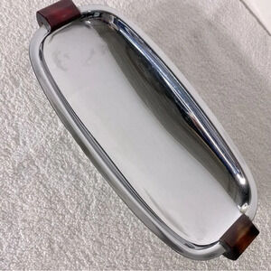 Vintage Glo Hill Gourmates Chrome Serving Tray With Bakelite Handles